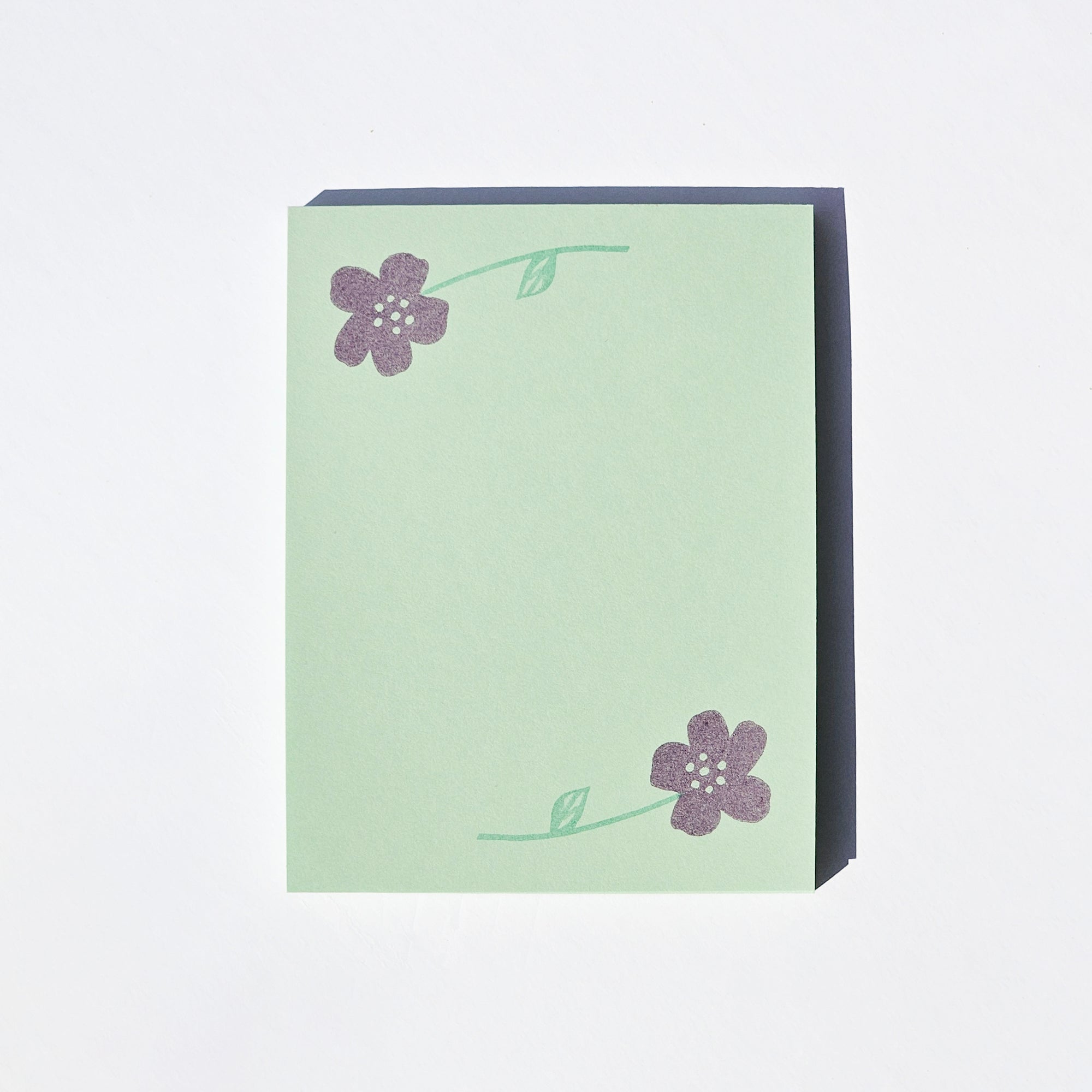 Flower Pair Green - Risograph A2 Notepad