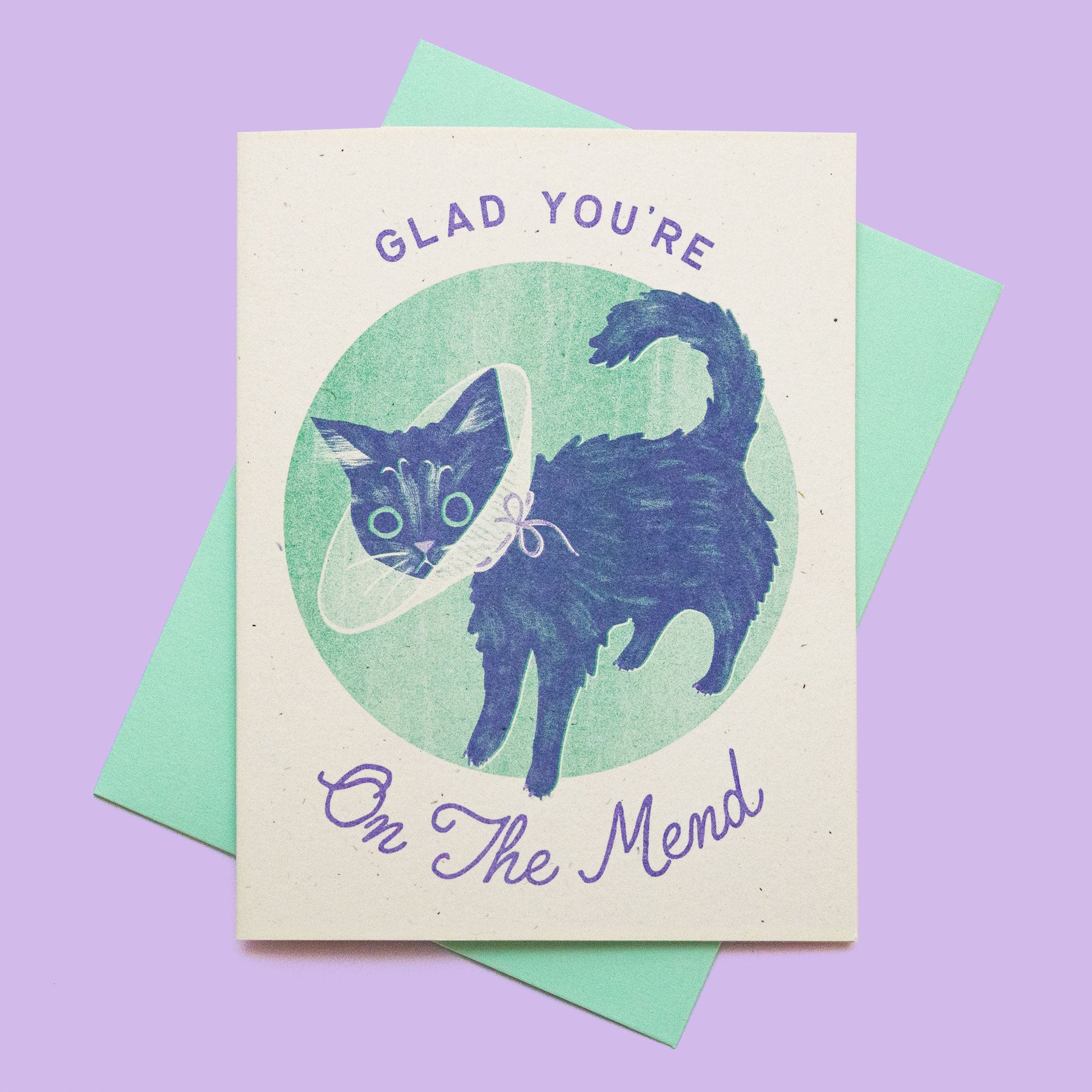 Glad You're On The Mend - Risograph Get Well Card