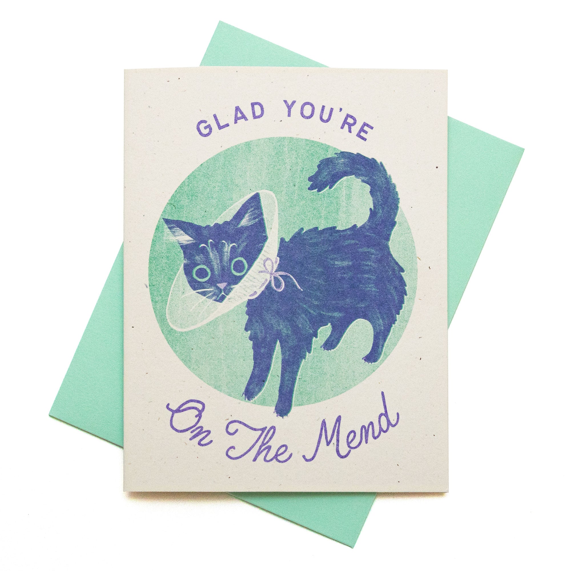 Glad You're On The Mend - Risograph Get Well Card