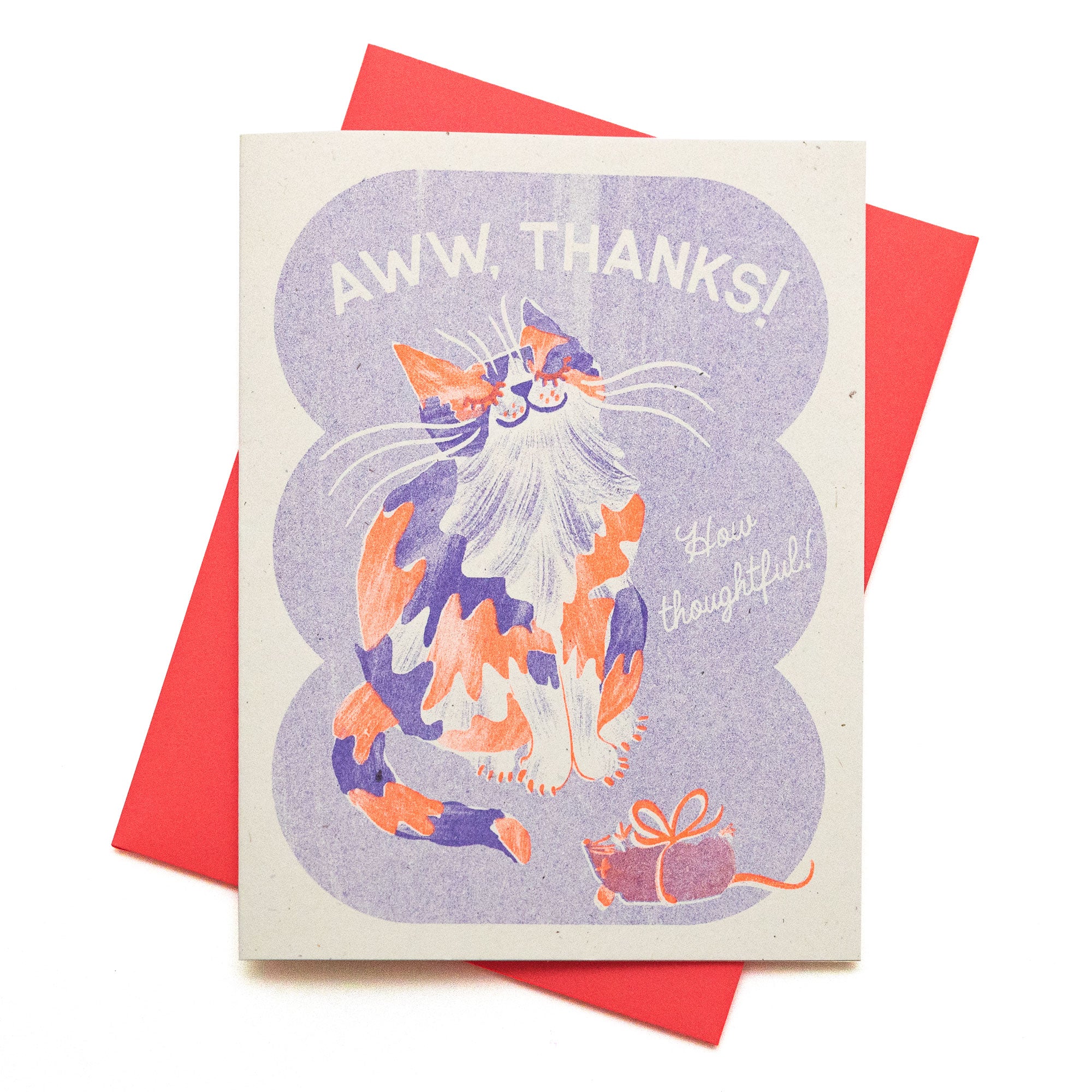 Aww, Thanks! Cat - Risograph Thank You Card