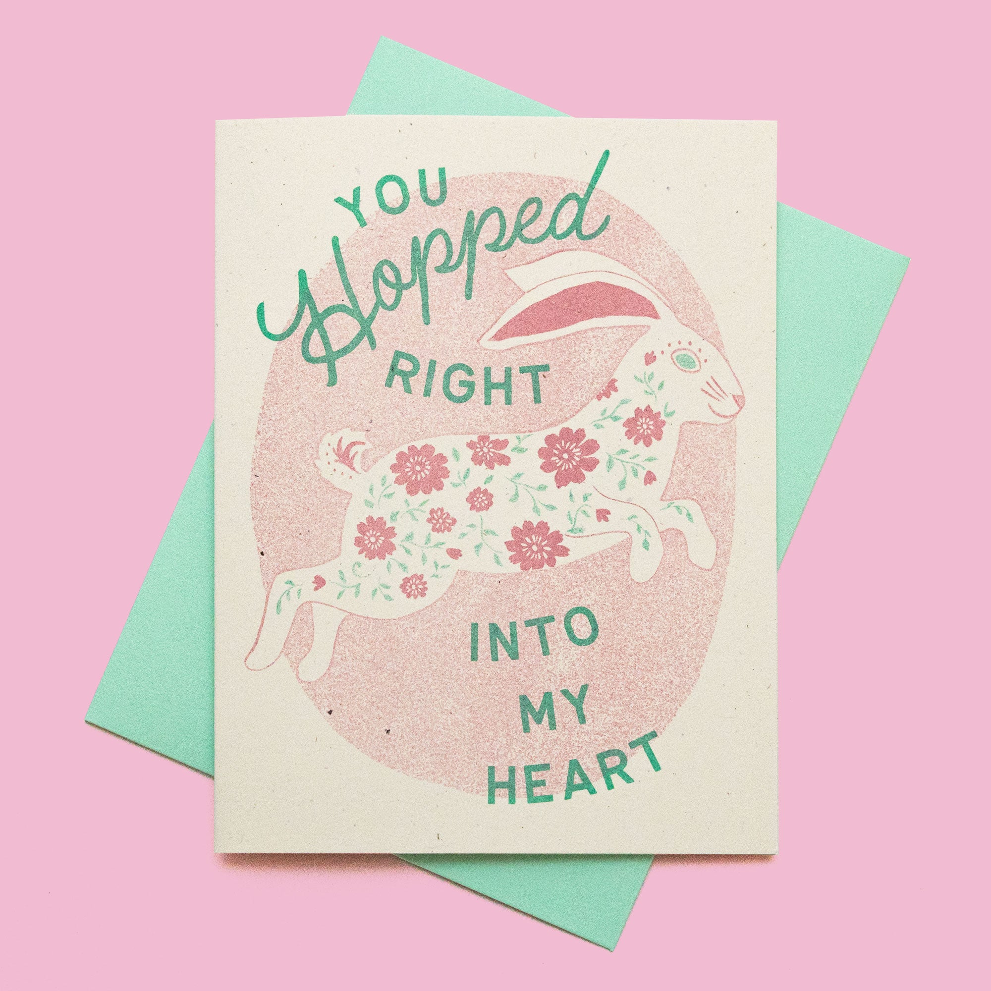 Hopped Right Into My Heart - Risograph Greeting Card