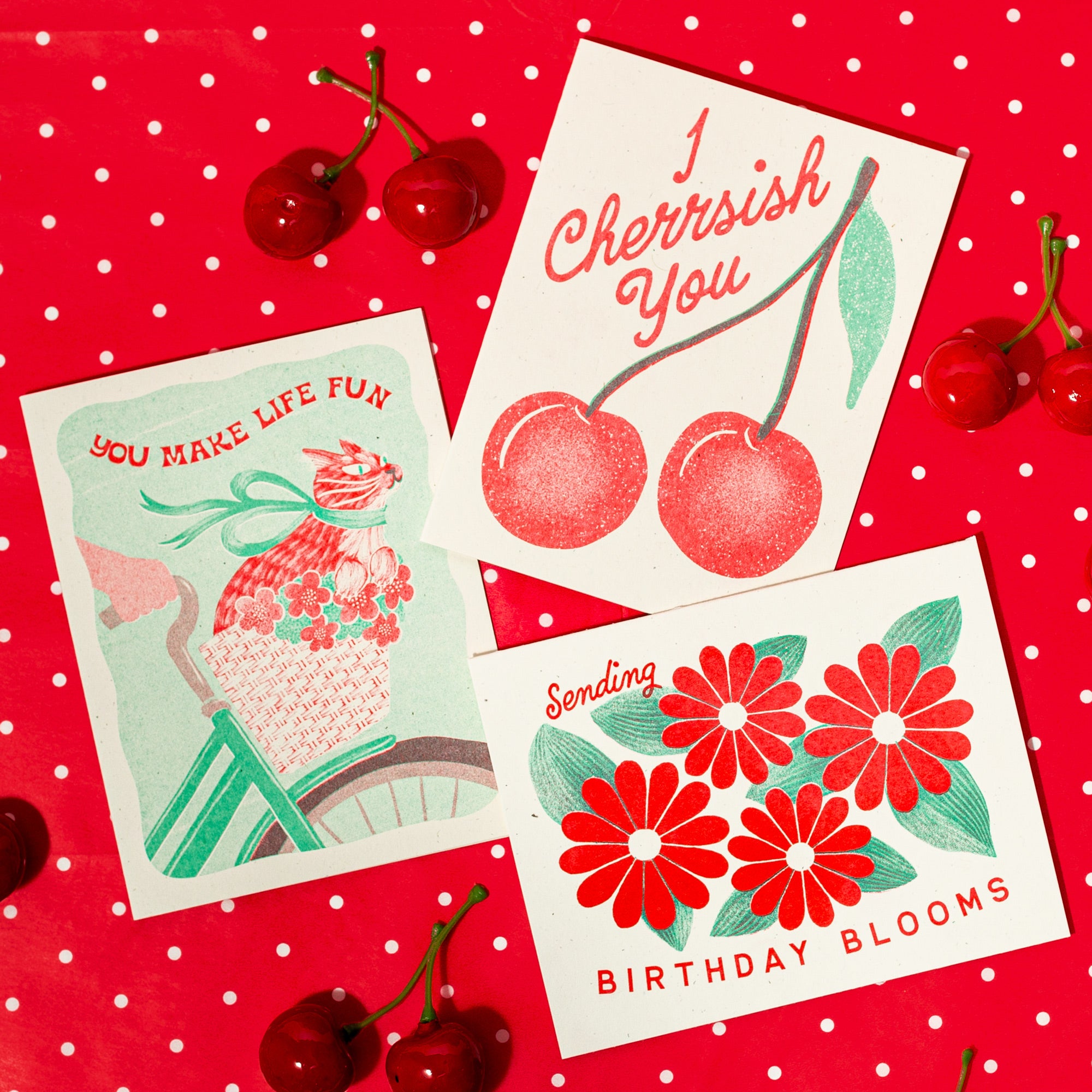 I Cherrish You - Risograph Greeting Card