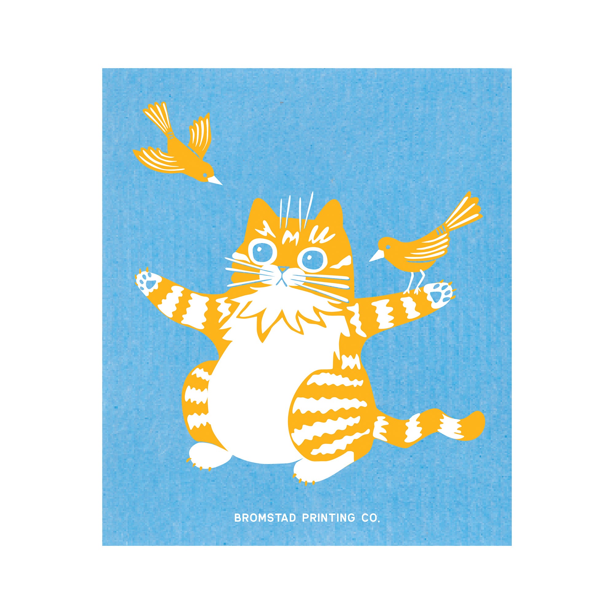 Birds and Cat - Swedish Dishcloth