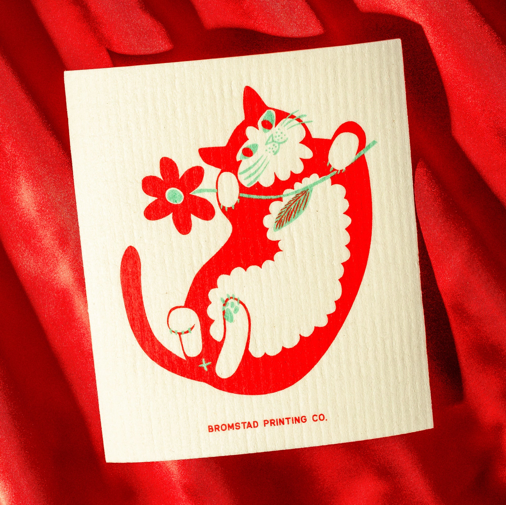 Flower Cat - Swedish Dishcloth