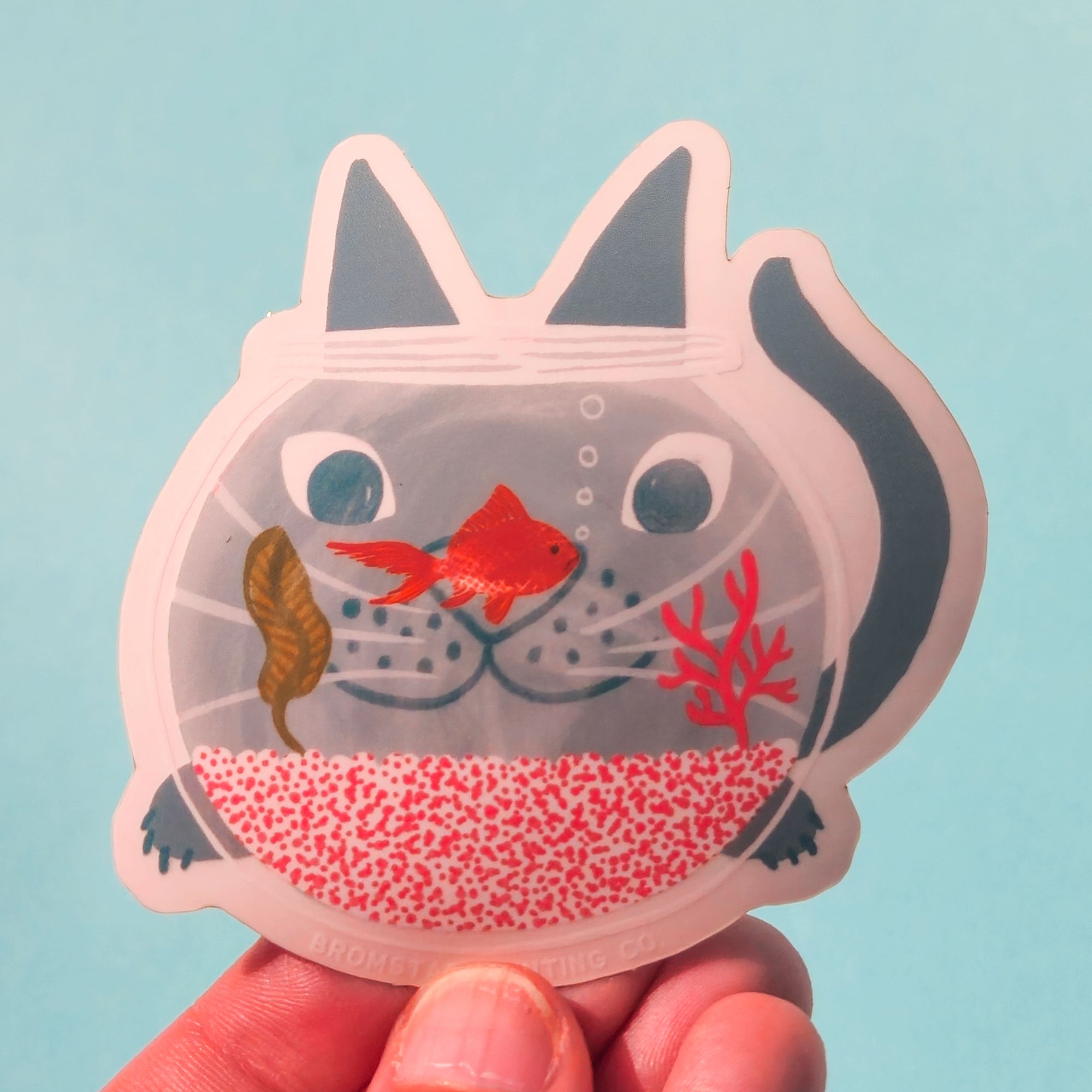 Fishbowl Cat Clear Sticker