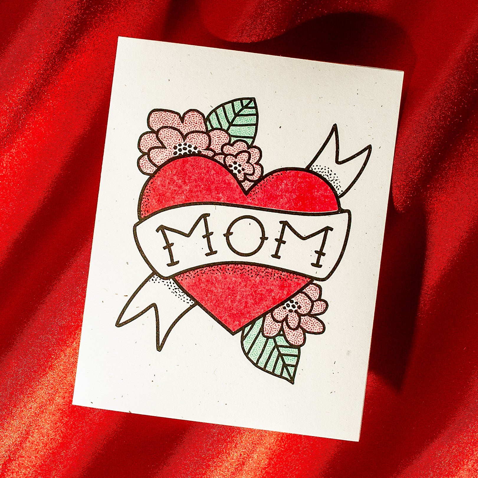 Mom Tattoo - Risograph Card