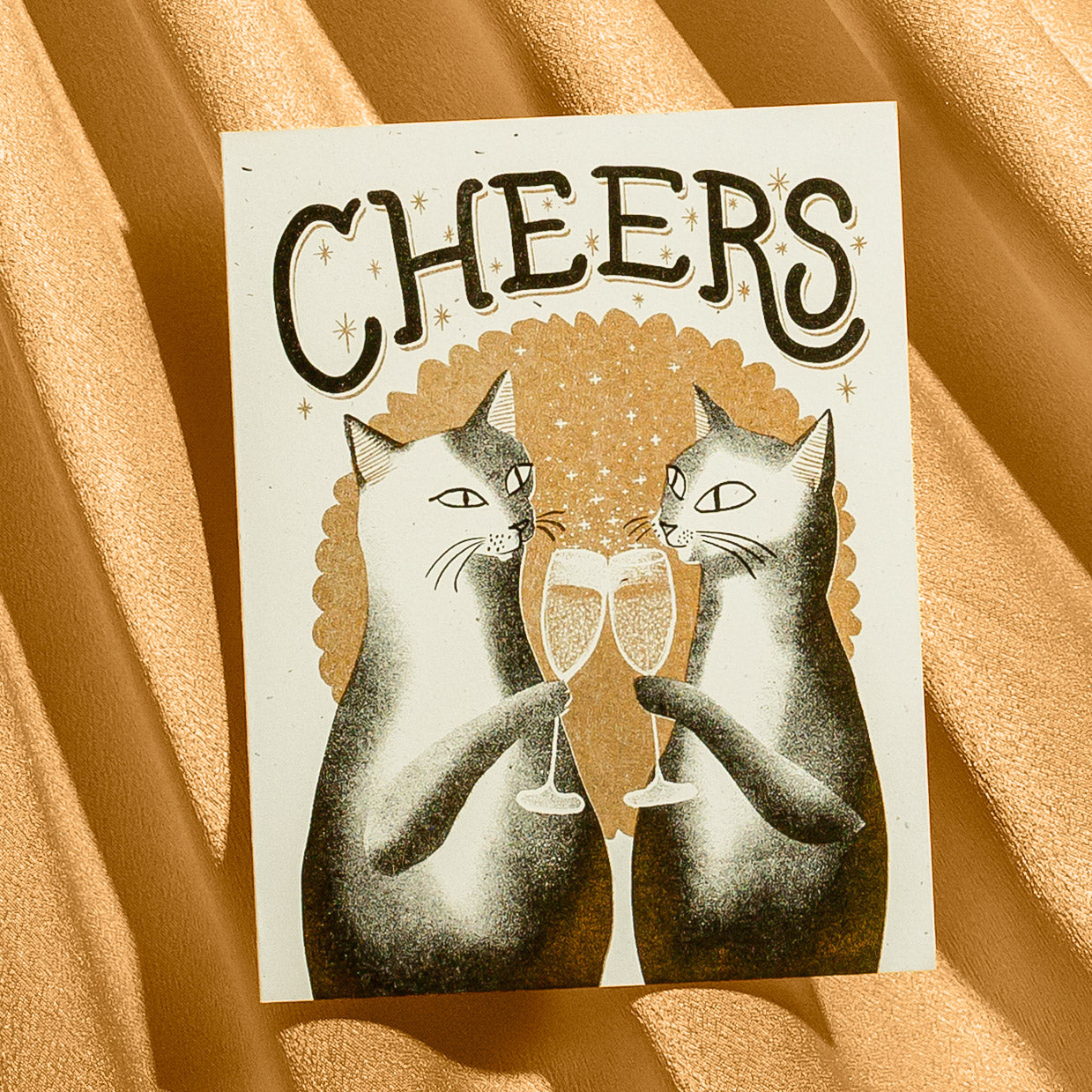 Cheers Cats - Risograph Greeting Card