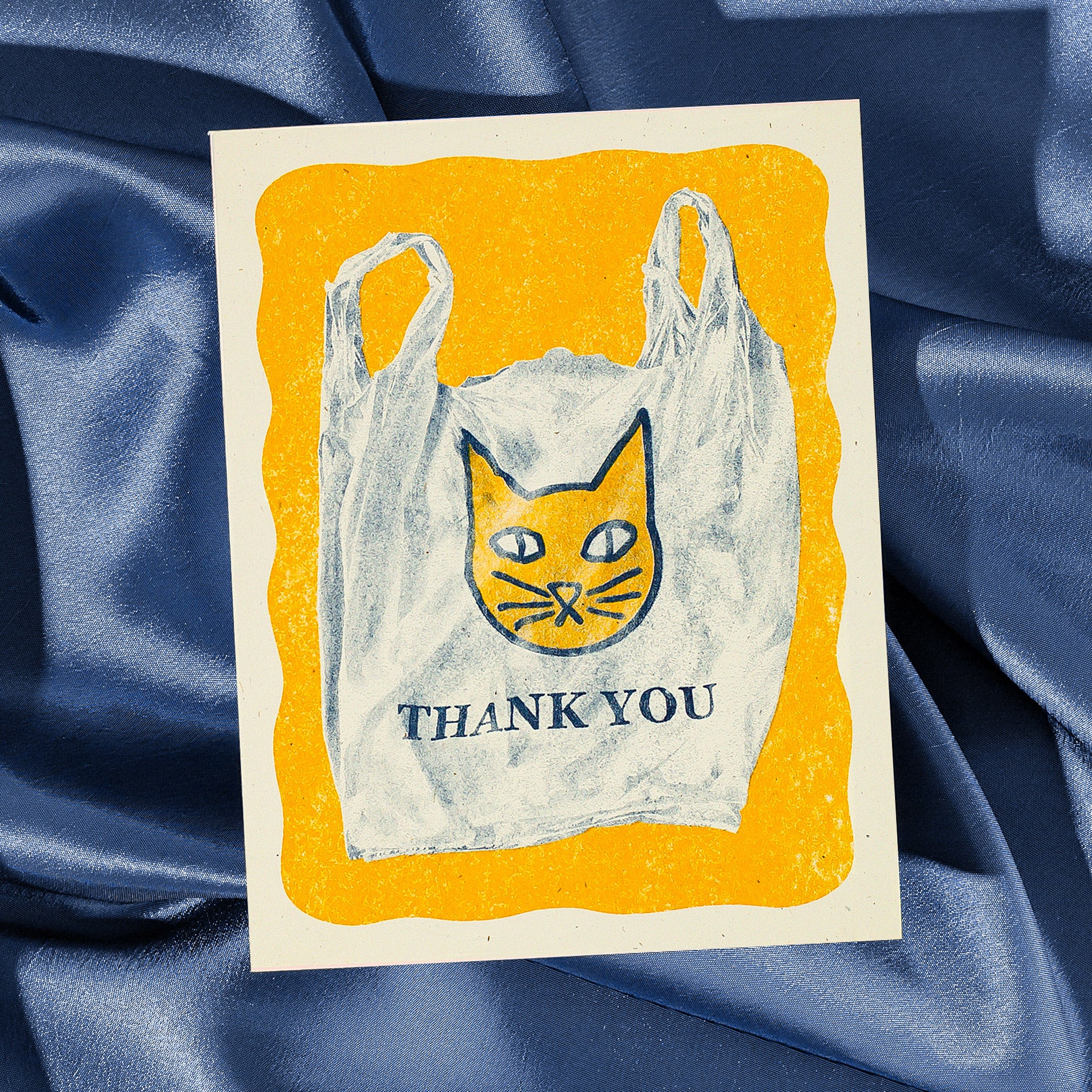 Thank You Cat Bag - Risograph Card