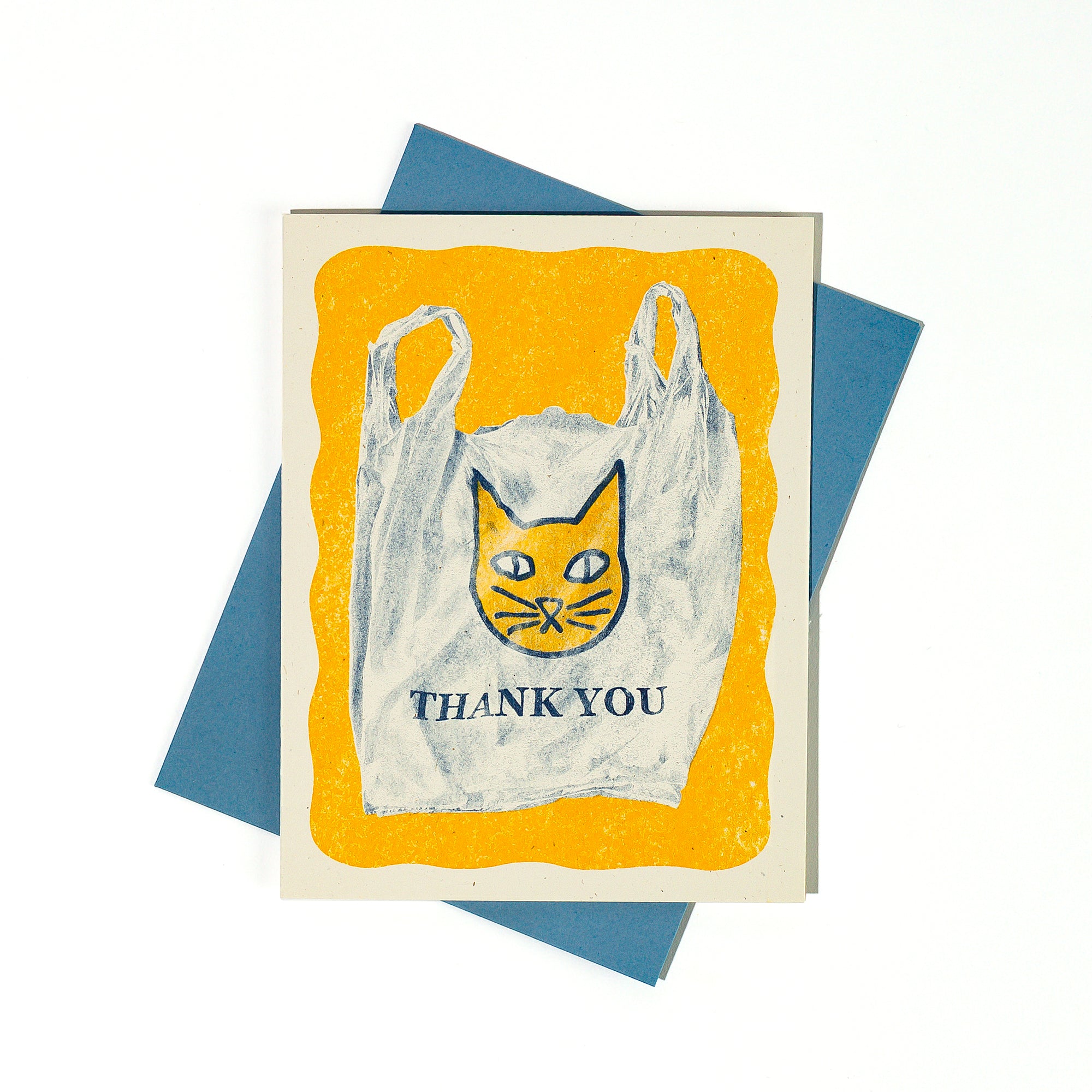 Thank You Cat Bag - Risograph Card