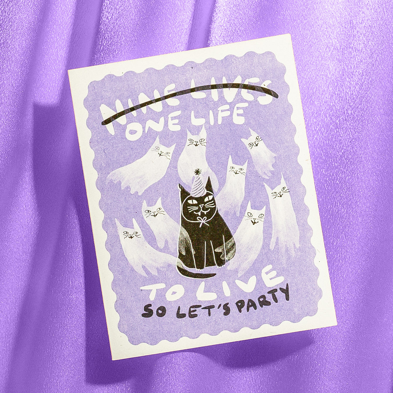 Nine Lives/One Life - Risograph Birthday Card