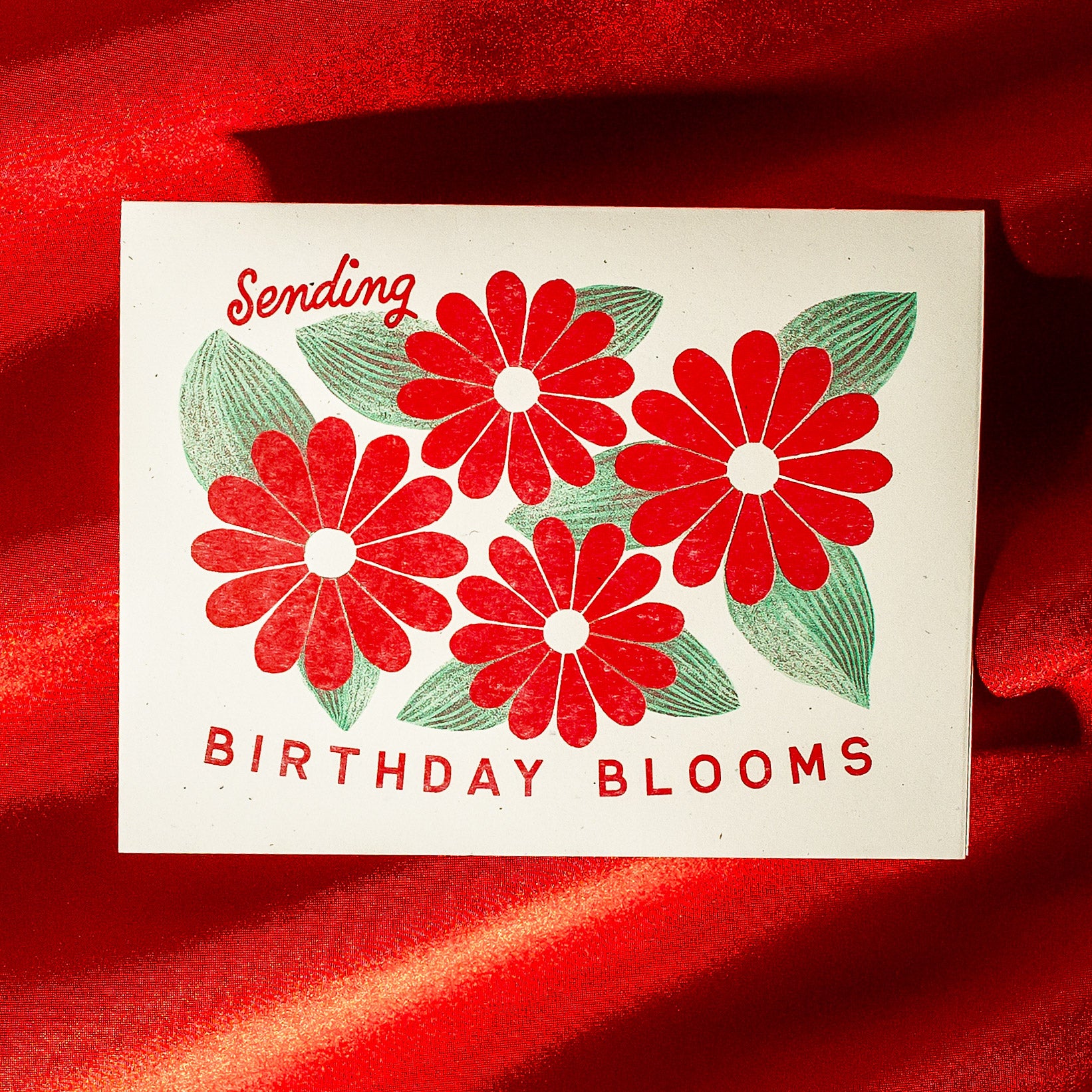 Sending Birthday Blooms - Risograph Card