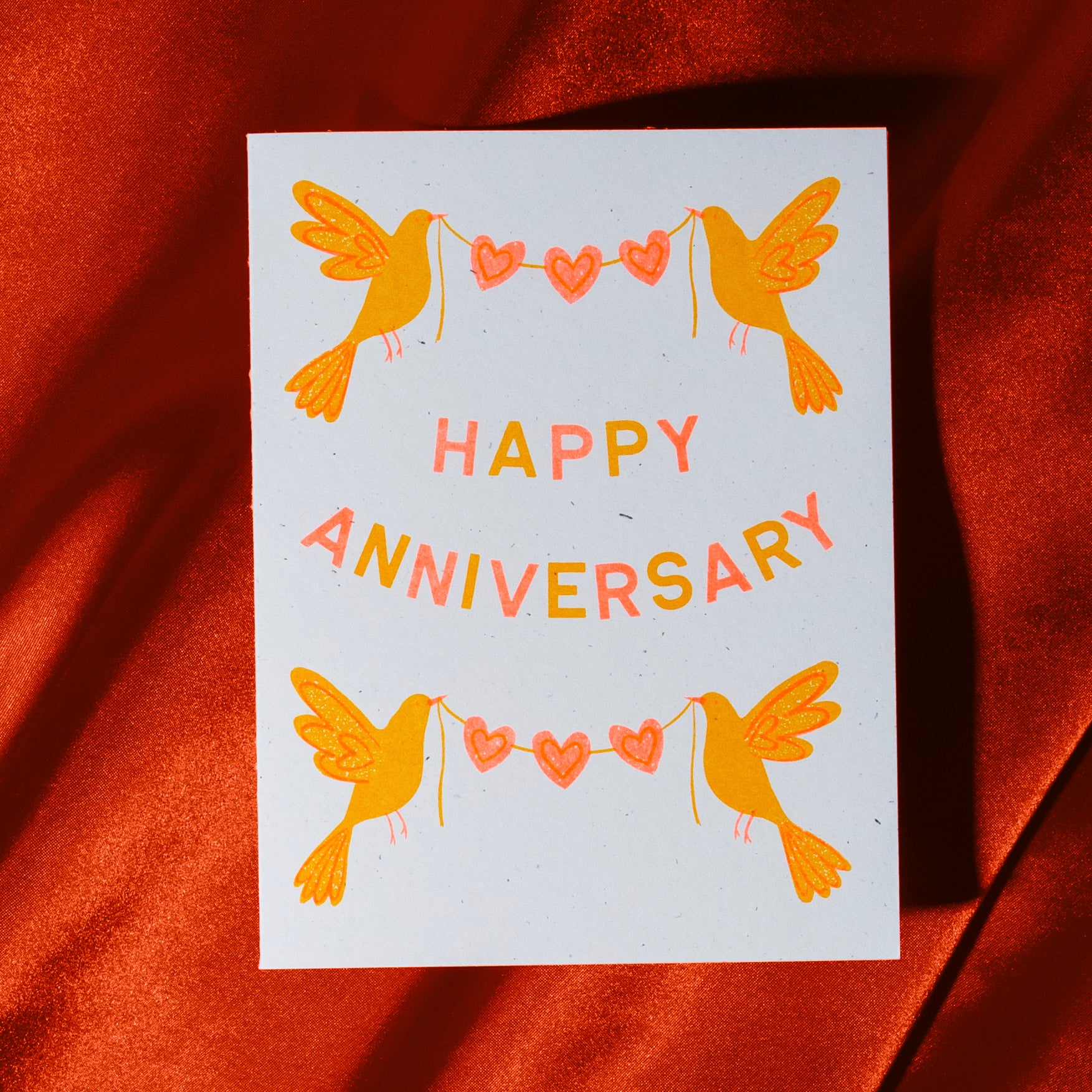 Anniversary Birds - Risograph Card