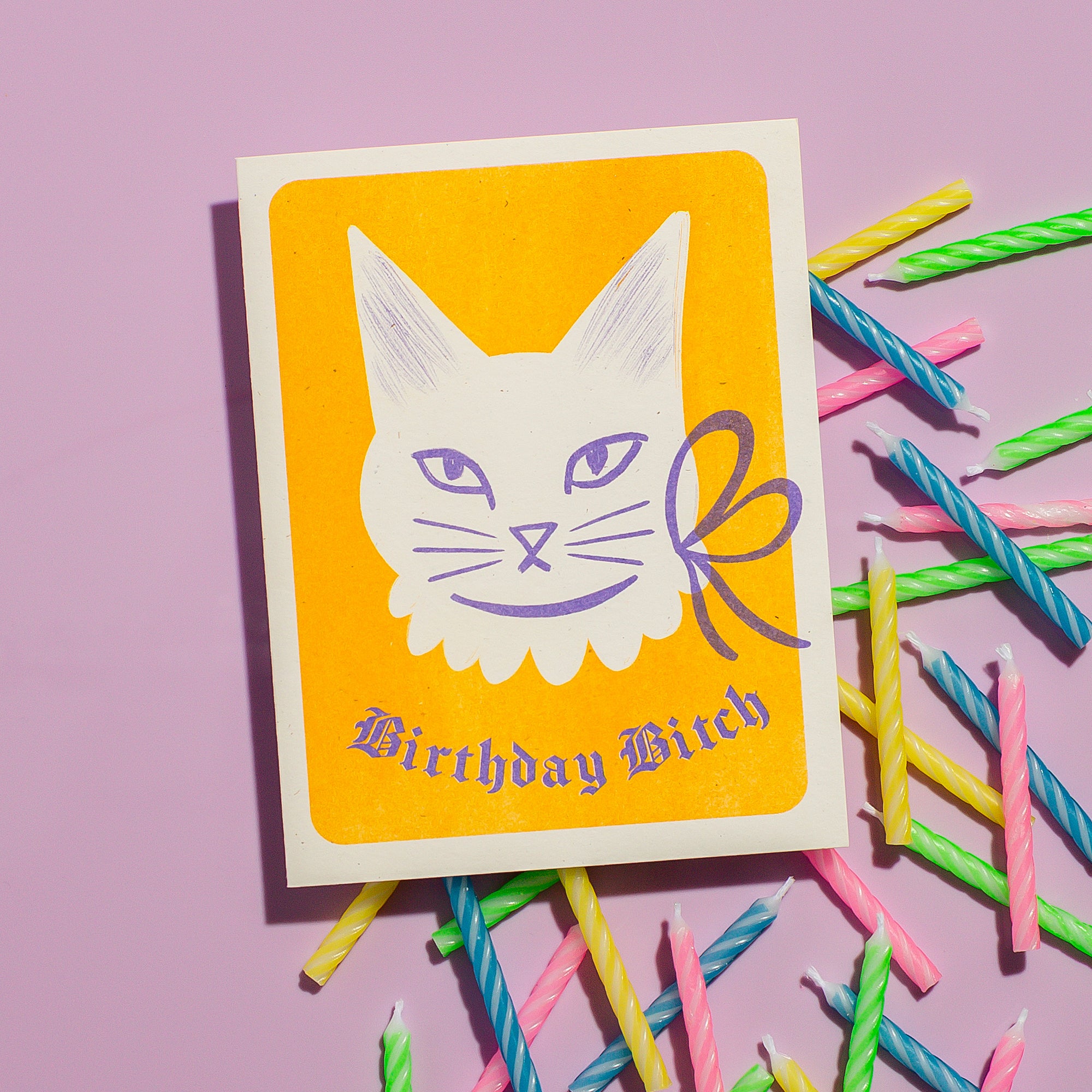 Blackletter Birthday Bitch - Risograph Card