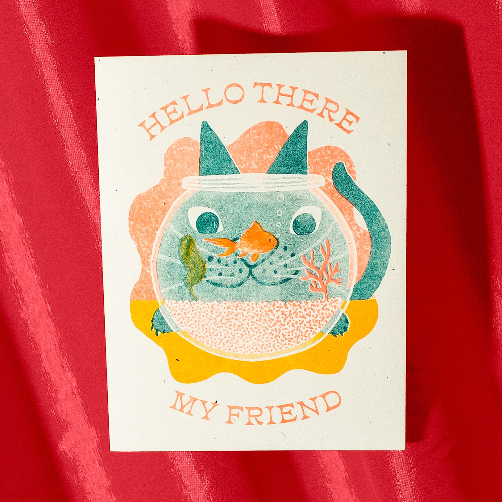 Hello There My Friend - Risograph Greeting Card