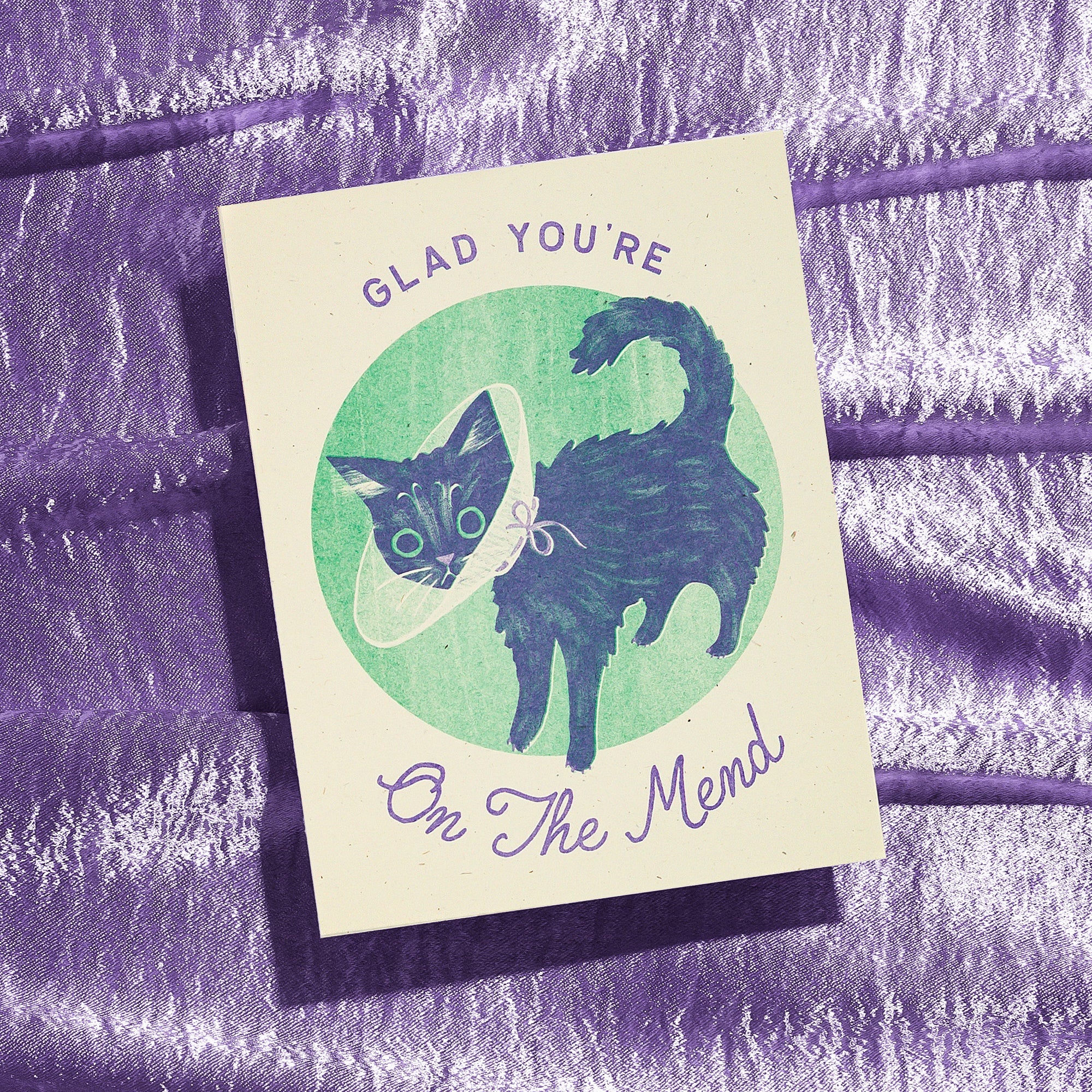 Glad You're On The Mend - Risograph Get Well Card