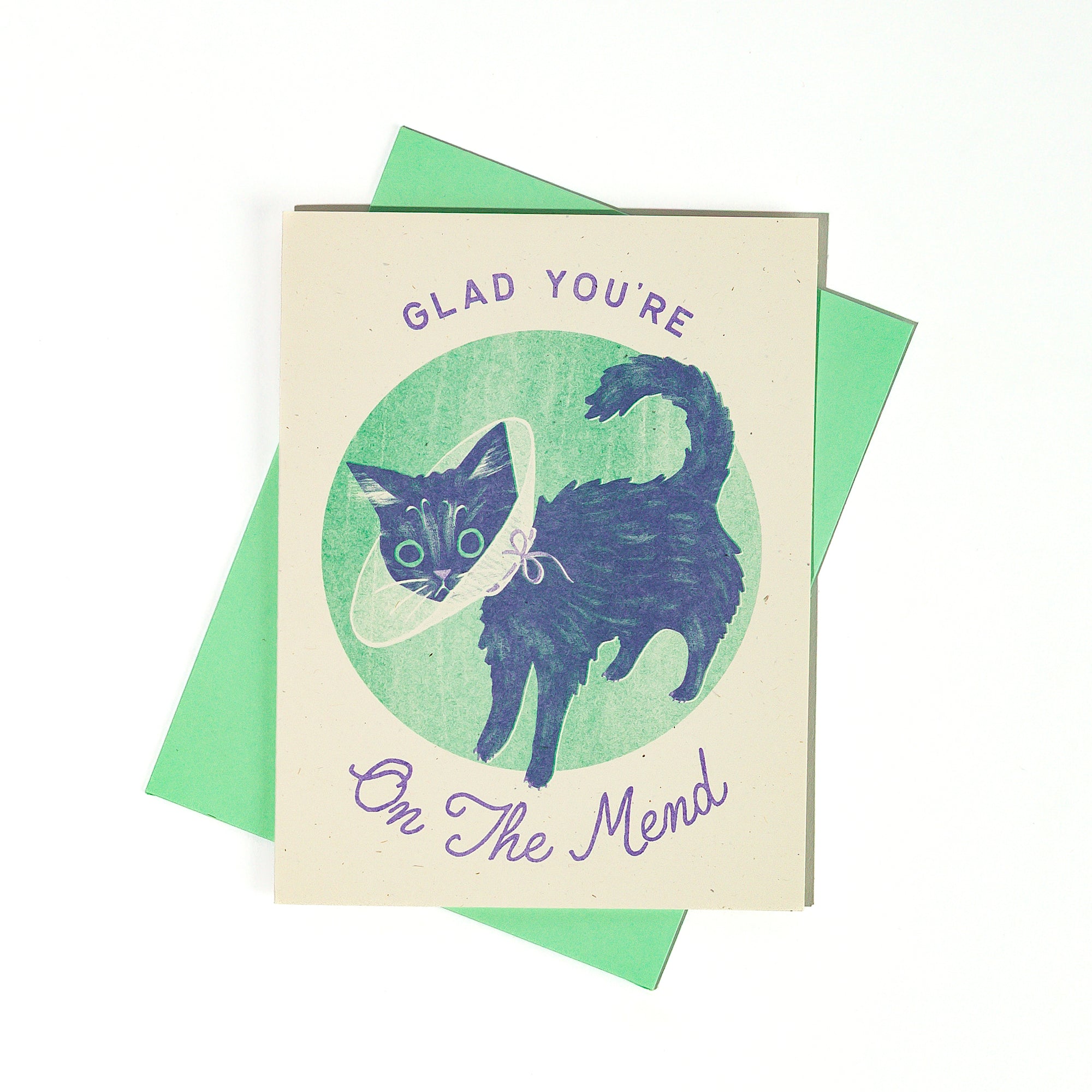 Glad You're On The Mend - Risograph Get Well Card