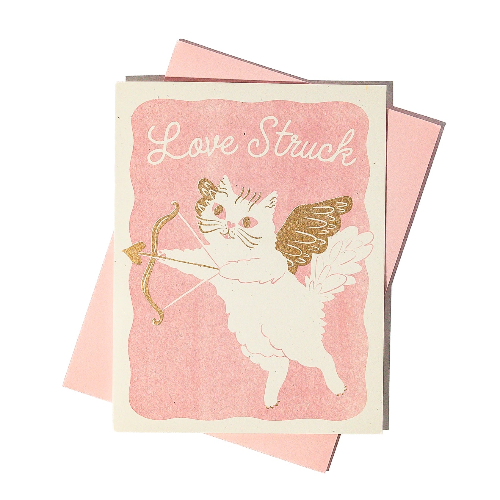 Love Struck Cat - Risograph Greeting Card