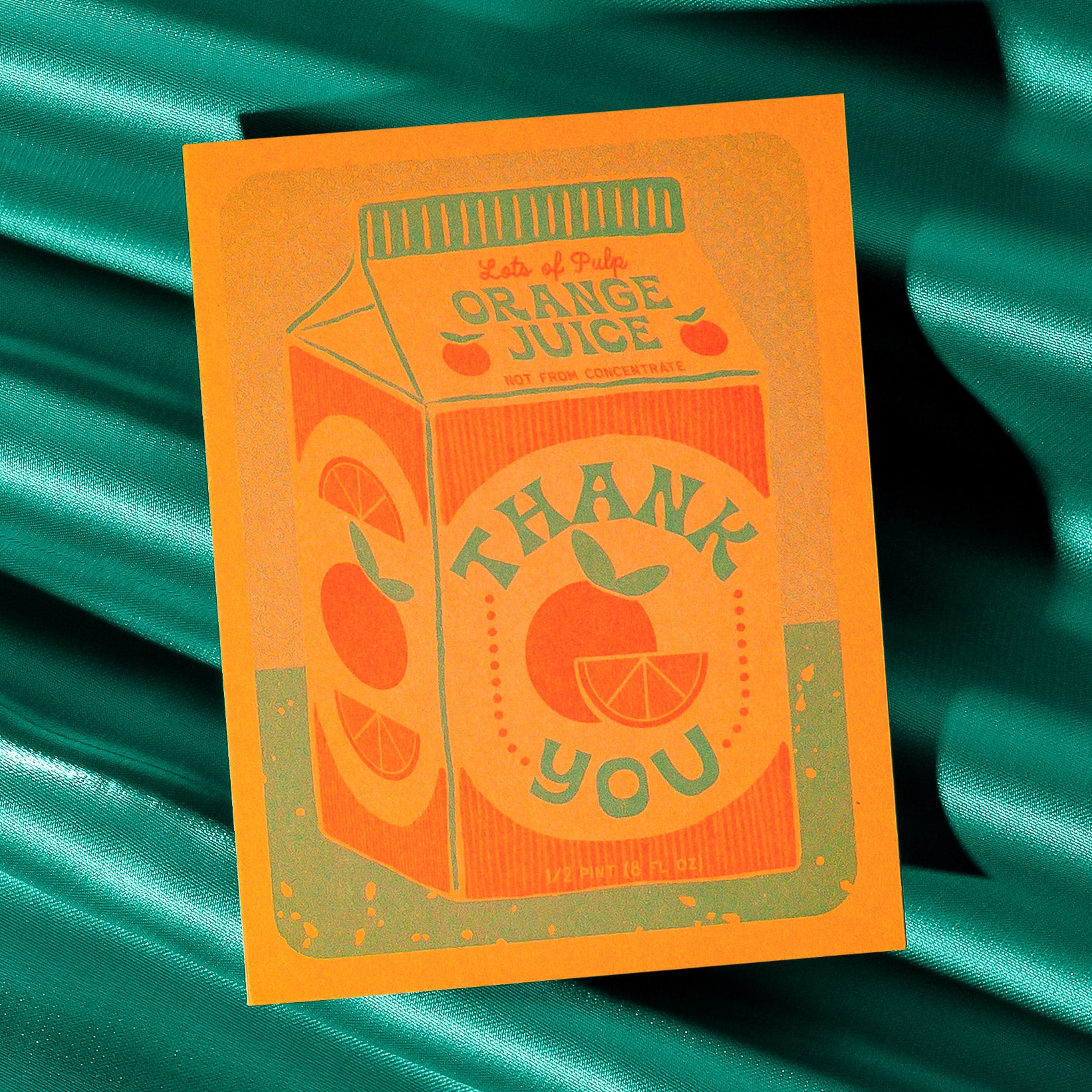 Orange Juice Thank You - Risograph Greeting Card