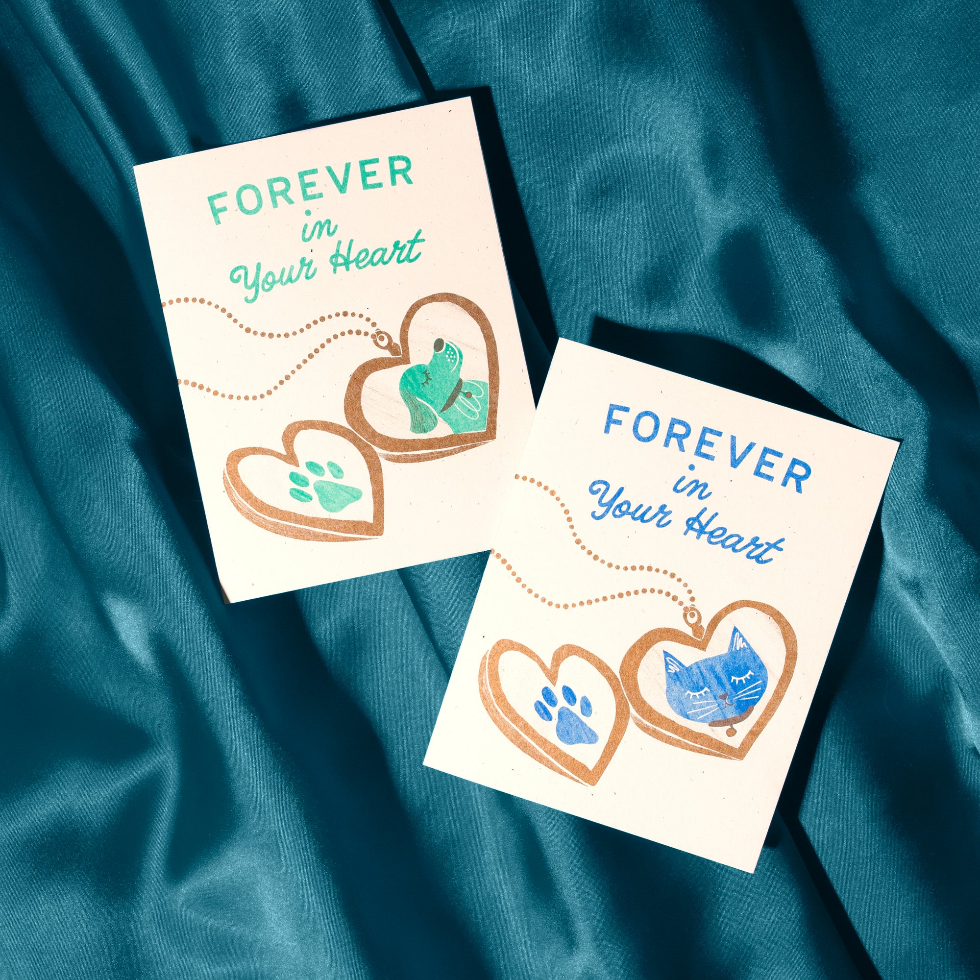 Forever In Your Heart Cat - Risograph Card