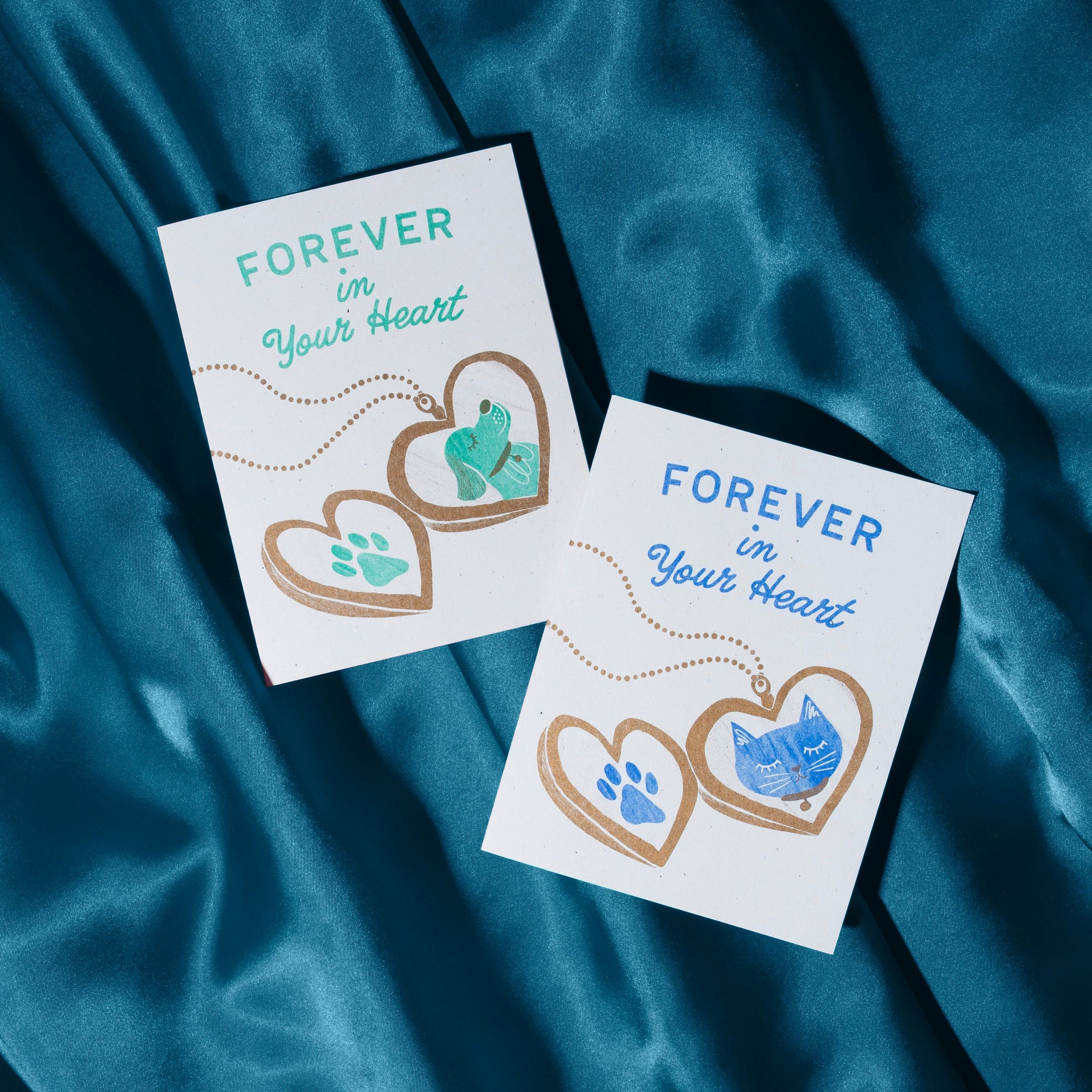 Forever In Your Heart Cat - Risograph Card