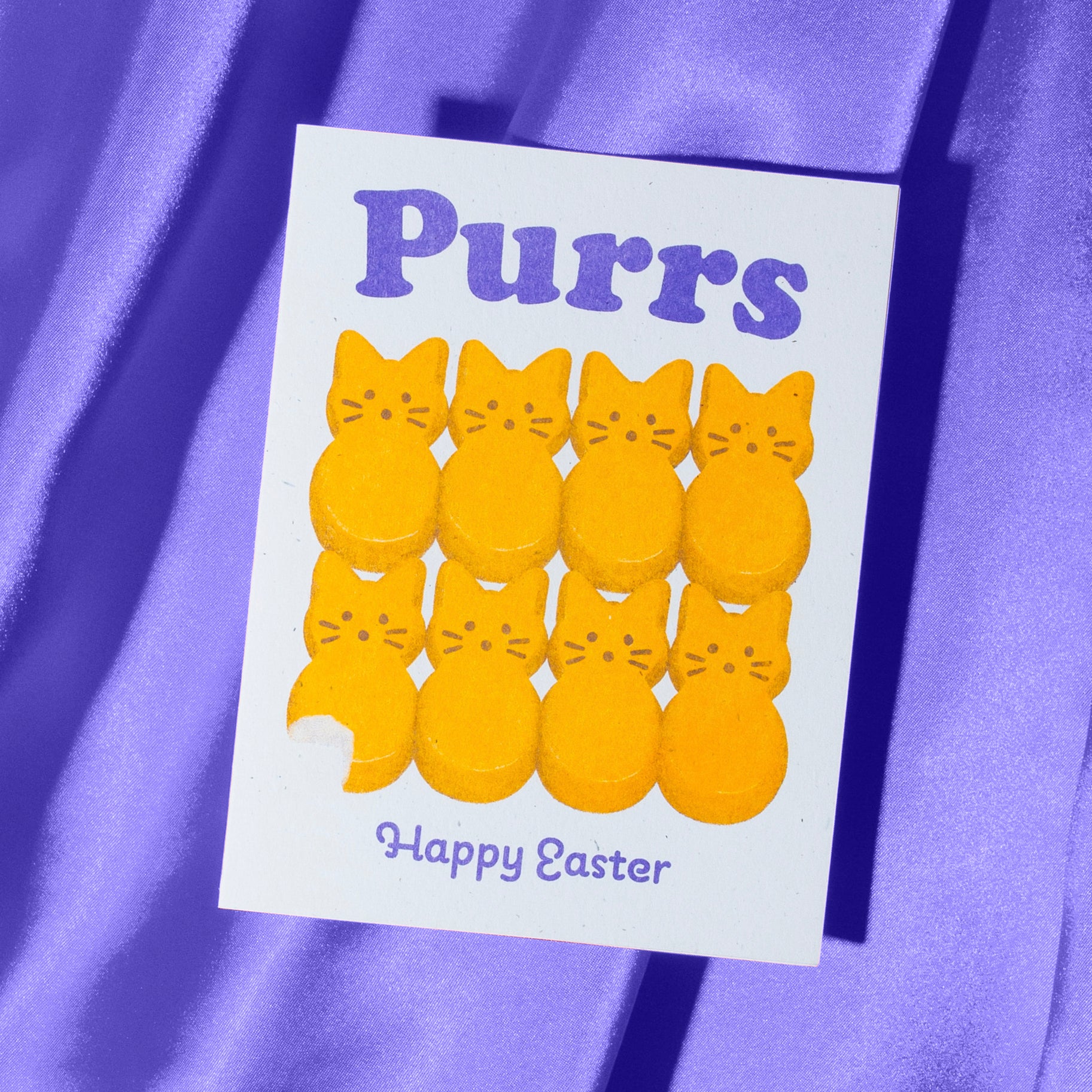 Purrs Happy Easter - Risograph Card