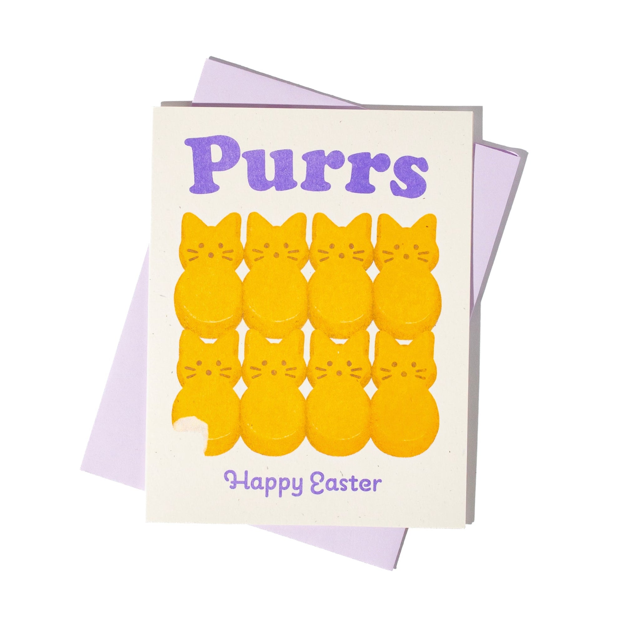 Purrs Happy Easter - Risograph Card