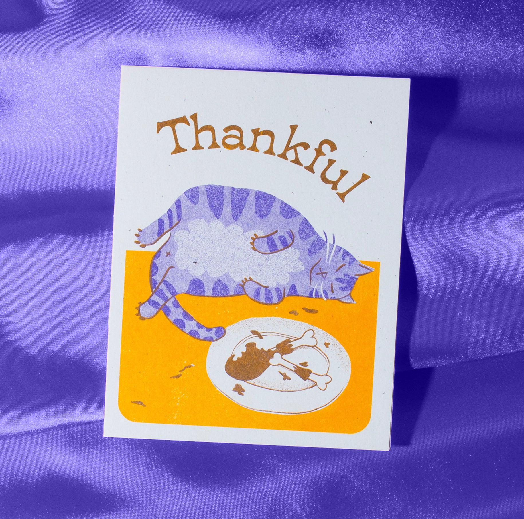 Thankful Cat - Risograph Card