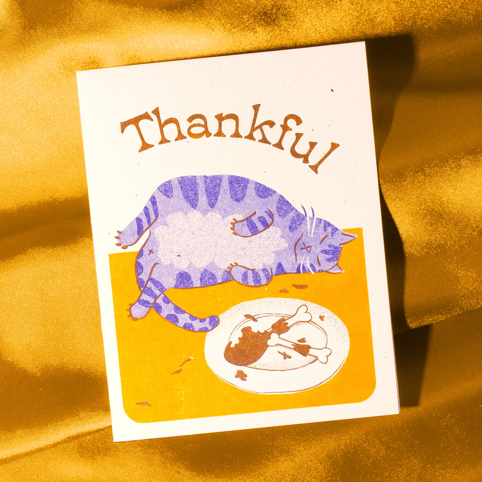Thankful Cat - Risograph Card