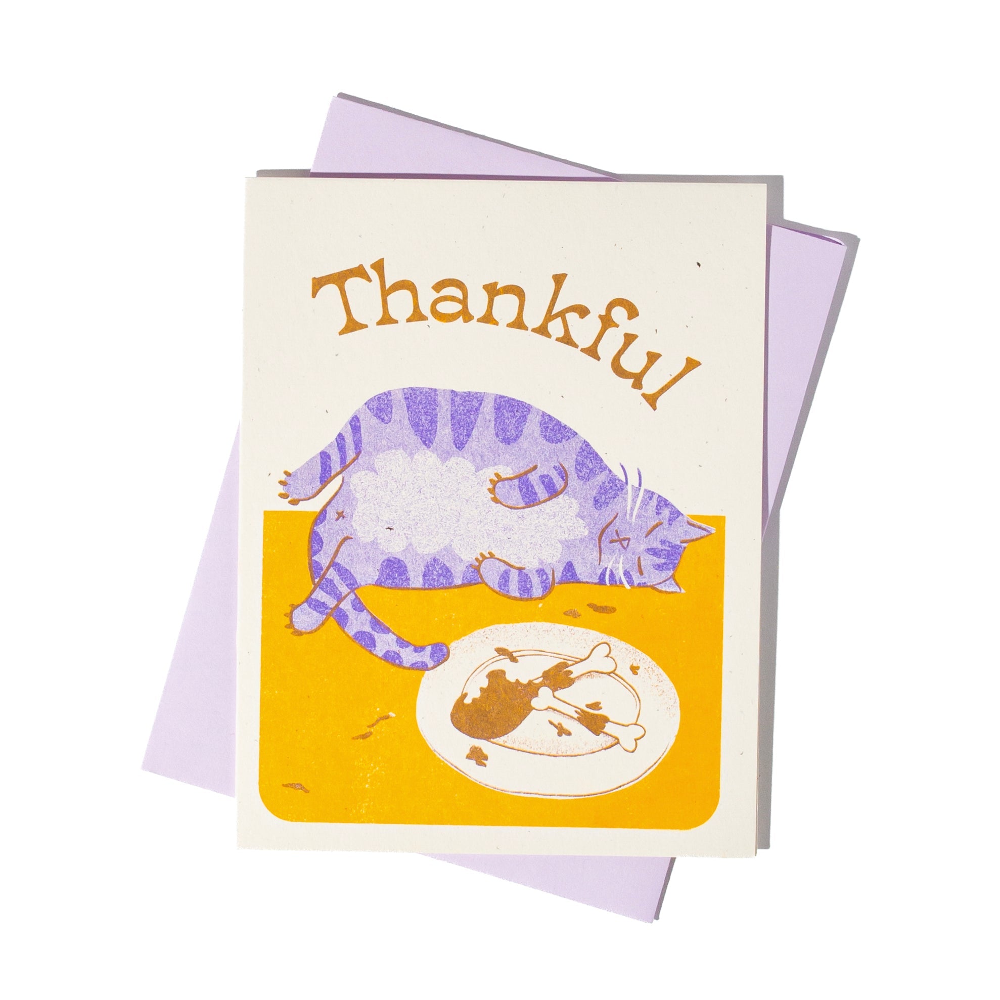 Thankful Cat - Risograph Card